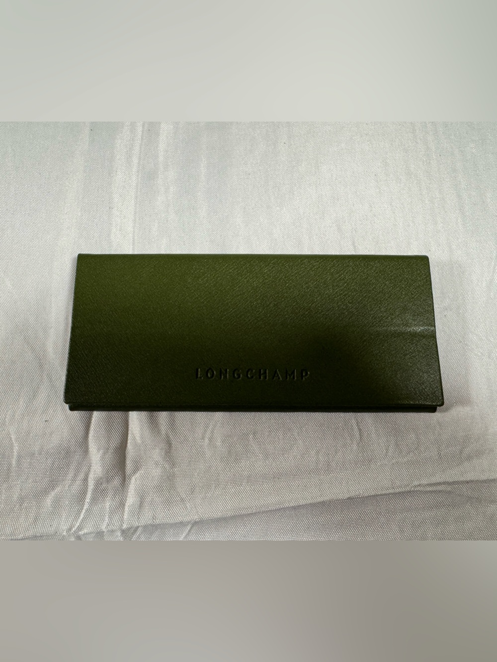Longchamp Dark Olive Green Leather Eyewear Case